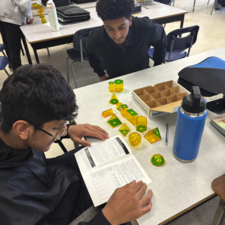 Students explore math using manipulatives